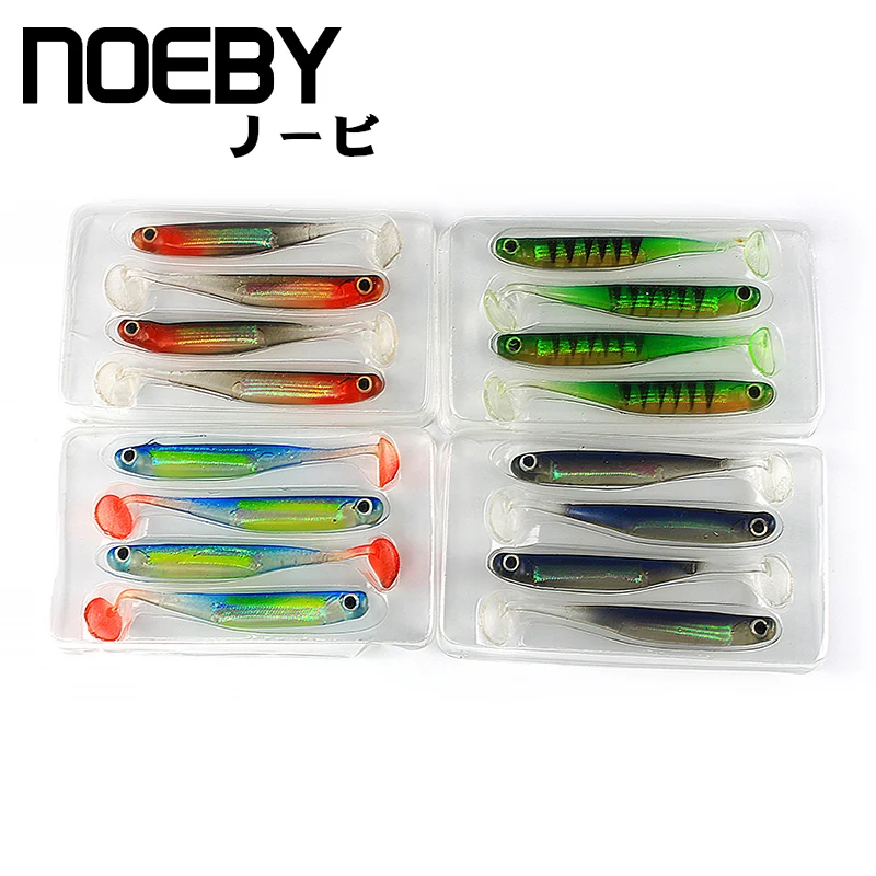 NOEBY W8024 мягкие рыболовные силиконовые приманки leurre souple 75 мм 115 мм t хвост внутренний лазер для морского окуня Щука окуня