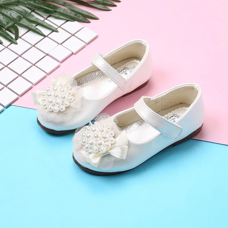 Princess Girls Shoes Pink white Beaded non-slip wear-resistant dance shoes Kids Flats Children Wedding Party Dress |