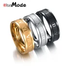 Обручальное кольцо ELSEMODE 8 мм, из нержавеющей стали 316L, с римскими цифрами, золотистые, черные, крутые кольца в стиле панк для мужчин и женщин, модные украшения