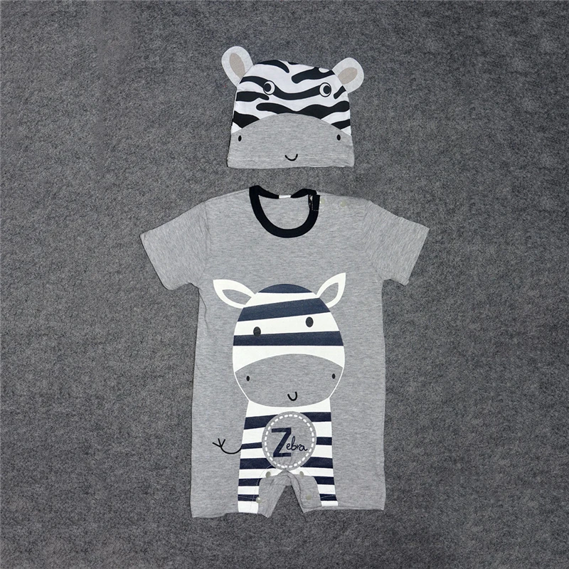Newborn cute baby rompers boys girls clothes Cotton short sleeve cartoon animal infant jumpsuit | Детская одежда и обувь