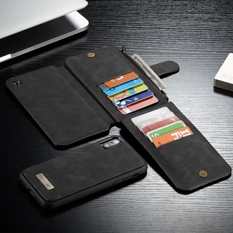 Чехол кошелек из натуральной кожи для iPhone X чехлы телефонов винтажный кожаный