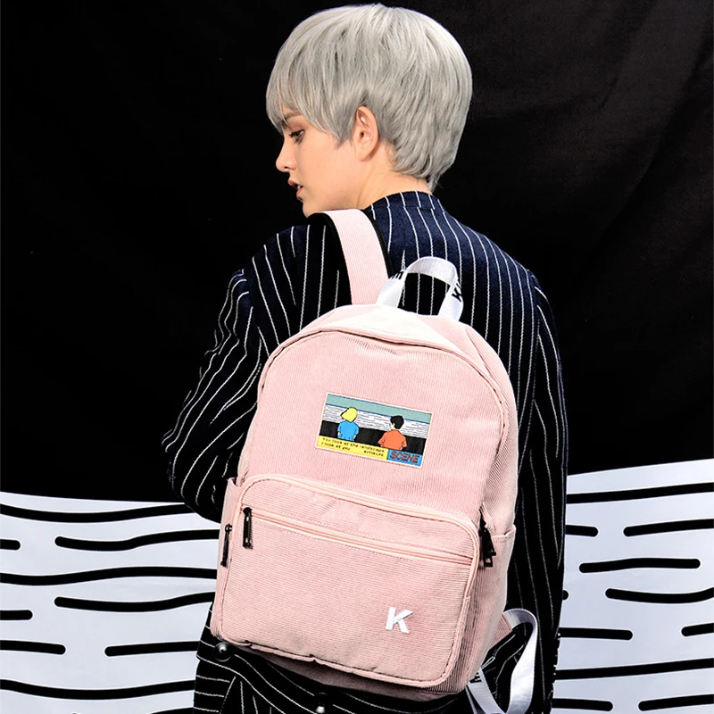 Женский вельветовый рюкзак в консервативном стиле женский с вышивкой из