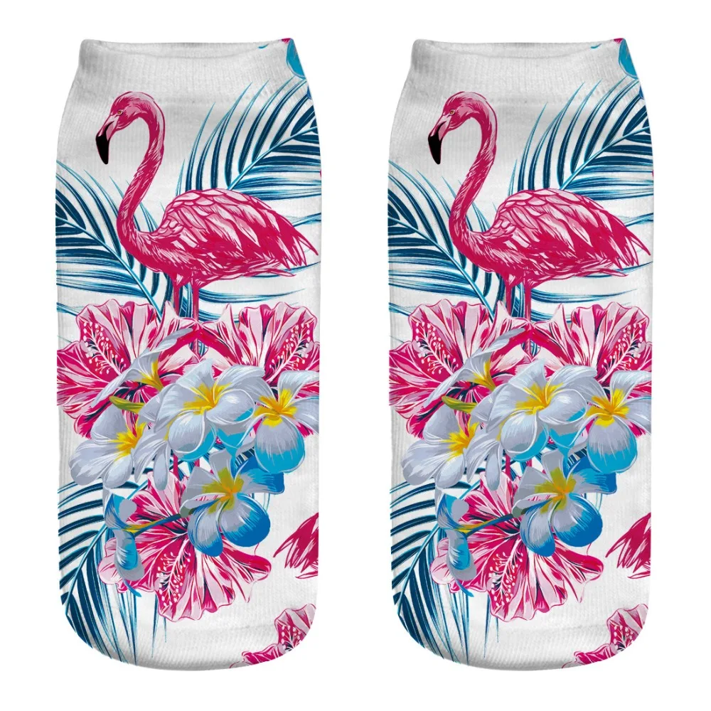 2019 New Funny 3D Flamingo Prints Women Socks Cute Girls Sock Fashion Sox Short Ankle Female Cartoon Lovely Animals | Женская одежда