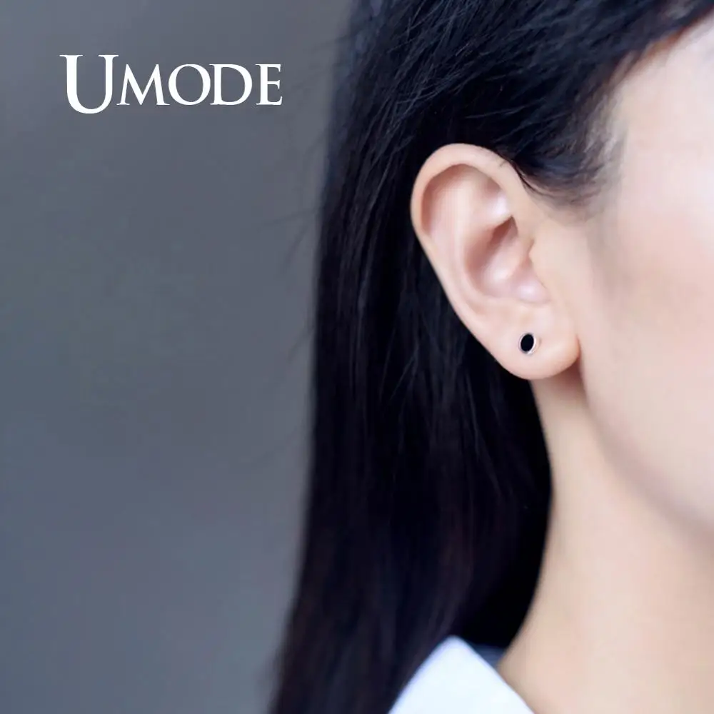UMODE, новинка, S925 Стерлинговое Серебро, серьги-гвоздики в форме сердца, черные серьги для женщин, Геометрическая маленькая Мода, хорошее ювелирное изделие, ULE0564