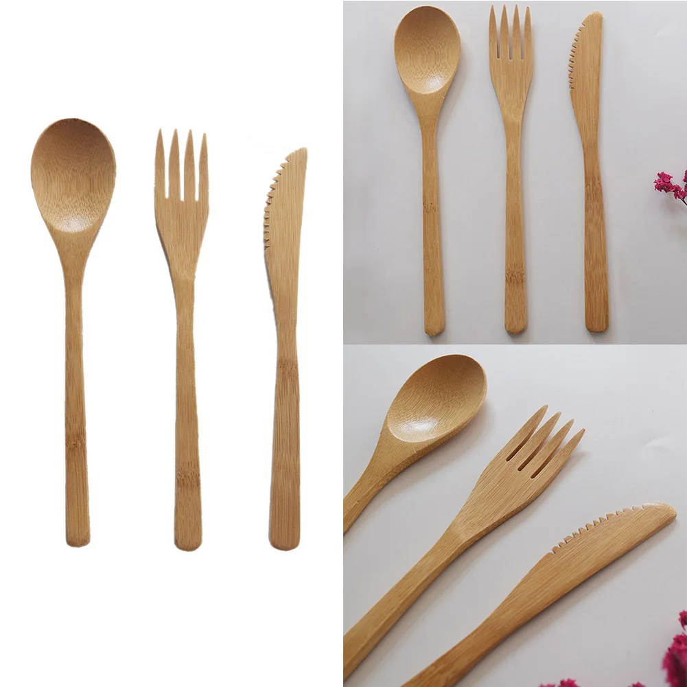 3 шт./компл. набор посуды кемпинг открытый натуральный бамбук японский стиль