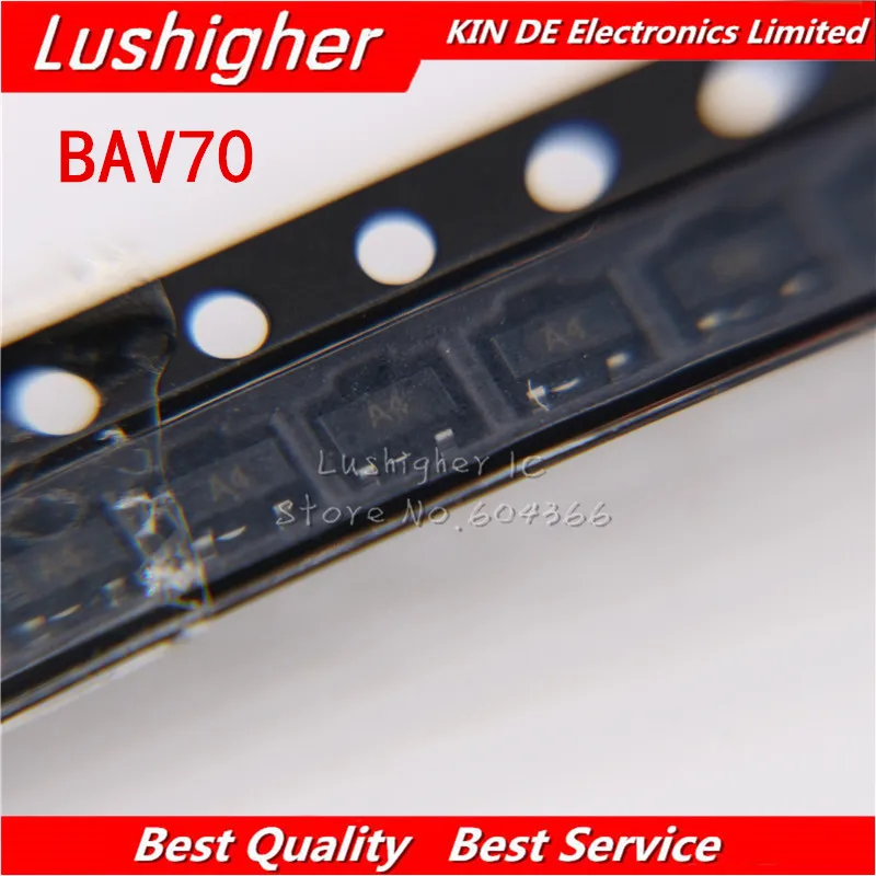 100PCS BAV70 0.2A 70V SOT-23 marking: A4 SMD SOT23 BAV70LT1G Transistor | Электронные компоненты и принадлежности
