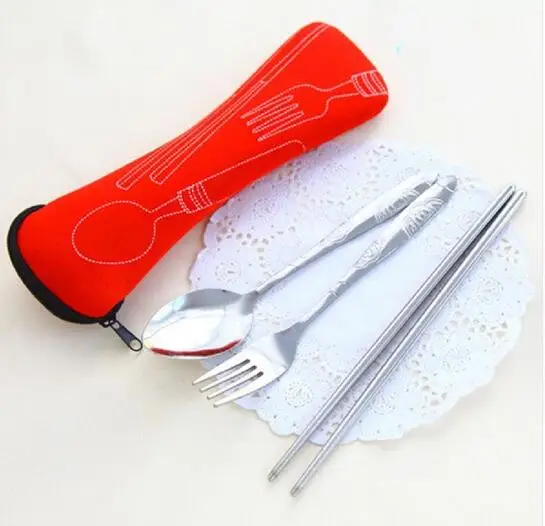 

Lunch Portable Stainless Steel Dinnerware Tableware Sets Cutlery Three-piece Environmentally Outdoor Travel