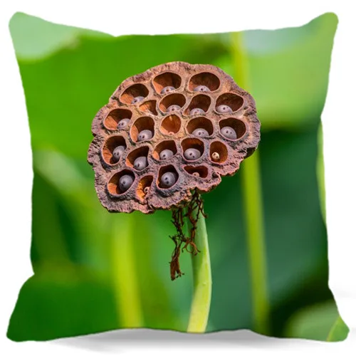 Квадратный чехол для подушки розовый красный лотос зеленый корень лотоса хлопок