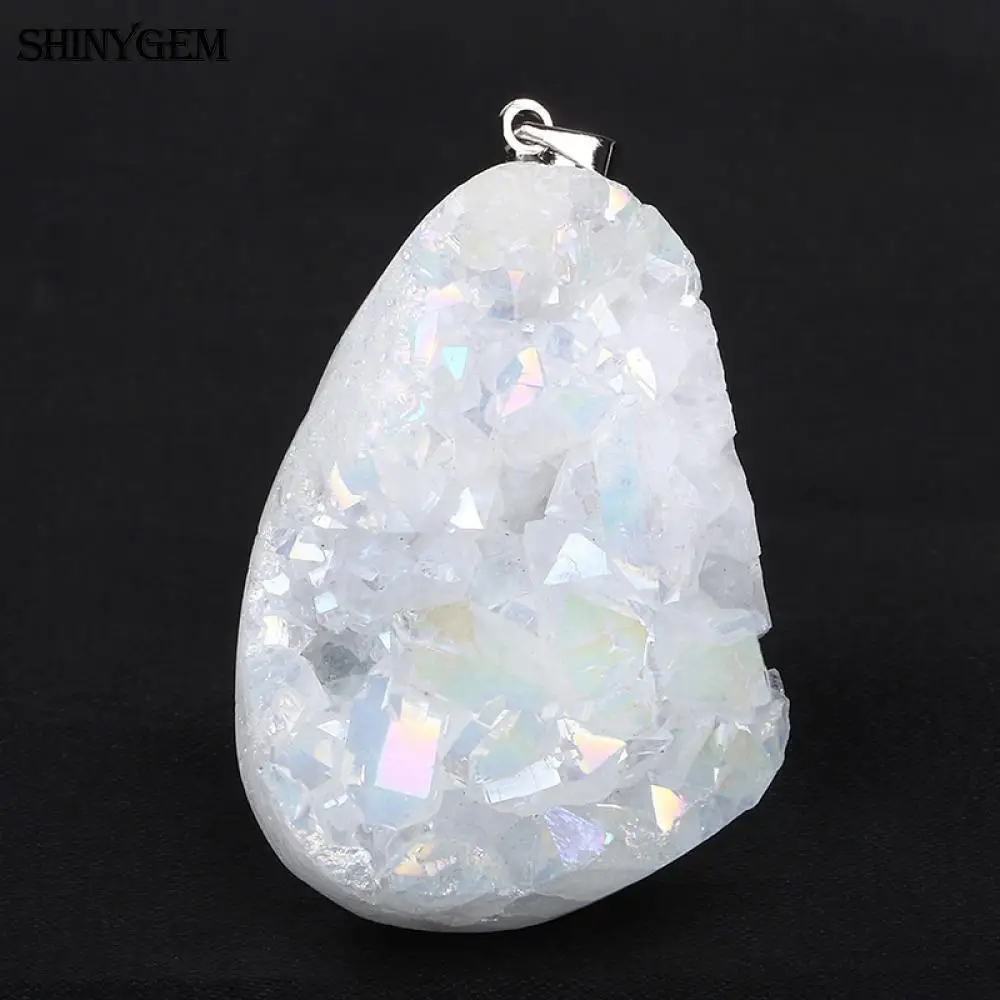 ShinyGem чакра Опал Подвески Ювелирных изделий хрустальные подвески разноцветная Друза натуральный камень Кулон талисман 5 ПК упак