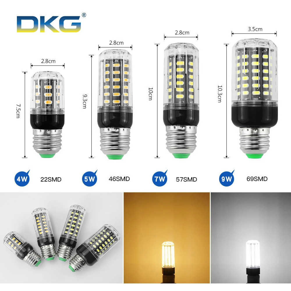 Светодиодная лампа E27 12 Вт 15 13 10 9 7 5 4 2 Led 220 В 110 5730SMD светодиодная кукурузная 85-265 в
