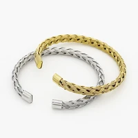 new arrival fashion cuff bracelet jewelry womens stainless steel weave simple style18k gold bracelets for womens jewelry