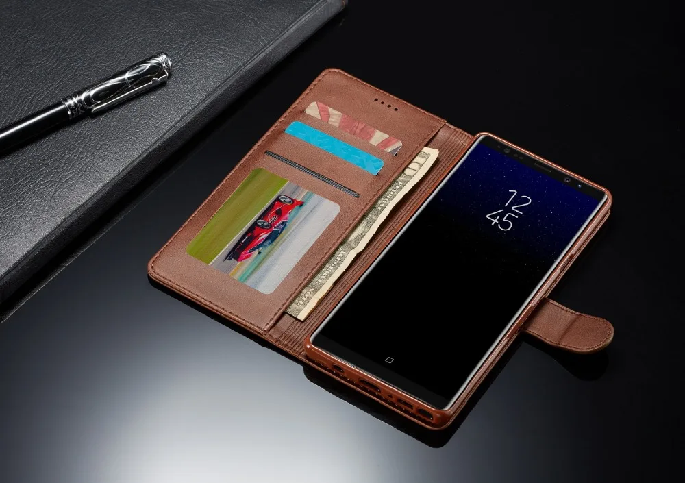 Роскошный кожаный чехол книжка для телефона Samsung Galaxy Note 9 с магнитной подставкой 8