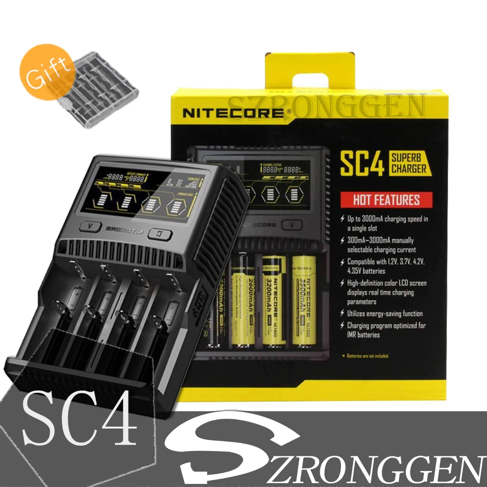 100% Nitecore SC4 превосходное автомобильное зарядное устройство для Li Ion IMR LiFePO4 Ni MH(NiCd)