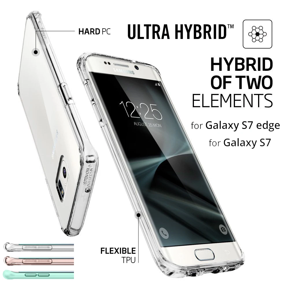 100% Original SGP Ultra Hybrid / Crystal Shell Case for Samsung Galaxy S7 Edge / Galaxy S7 with Clear Back Panel + TPU Frame