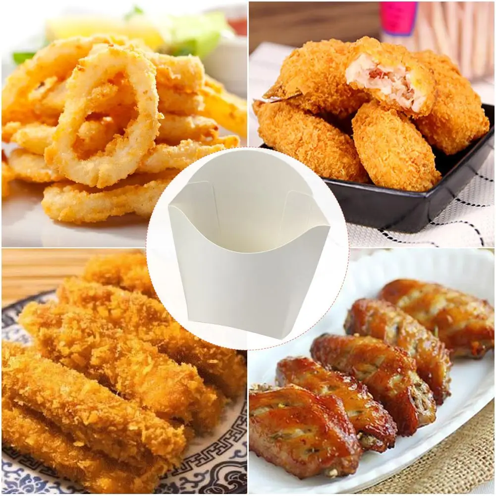100 шт одноразовая белая упаковка для картофеля фри жареная курица бургер