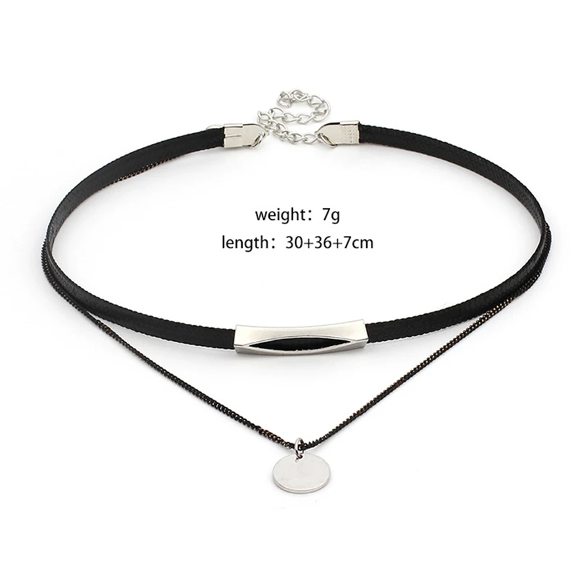 Simple Gold Coin Layered Choker Necklace For Women Multi Layer Black Chocker Necklaces collar collier femme colar bijoux | Украшения и