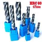 Концевые Фрезы HRC60, твердосплавные насадки для ЧПУ, 4 мм, 6 мм, 8 мм, 10 мм, 12 мм, 4 канавки