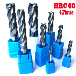 Концевые Фрезы HRC60, твердосплавные насадки для ЧПУ, 4 мм, 6 мм, 8 мм, 10 мм, 12 мм, 4 канавки