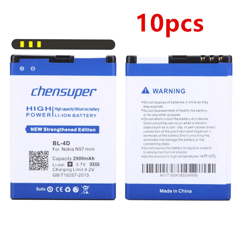 10 шт./chensuper BL 4D 2900mAh литий ионный аккумулятор для Nokia N97 mini N8 00 E5 E7 T7 702T N5