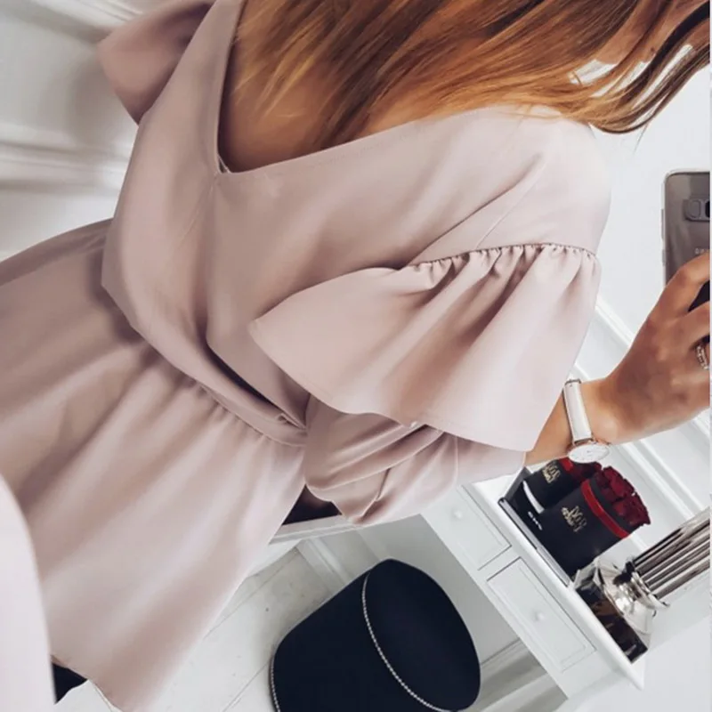 CALOFE однотонное мини-платье с оборками Женская мода 2018 летний сарафан бантом Vestidos