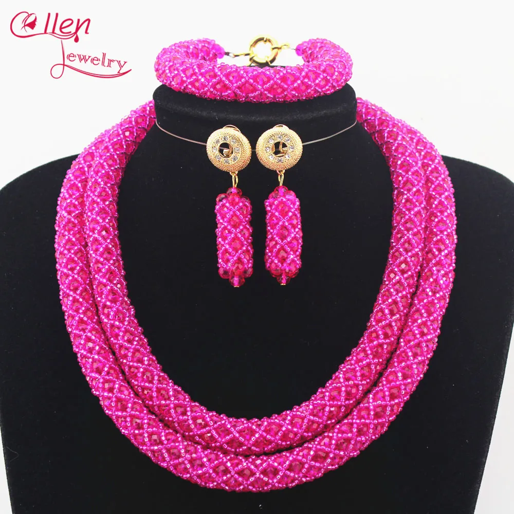 Ювелирный Комплект из колье и серёг с золотыми кристаллами | Украшения