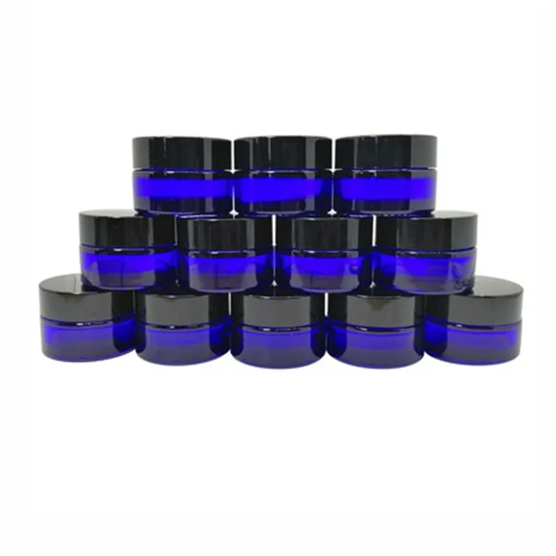 12 1oz 30mlCobalt синие стеклянные банки для Крема Косметическая упаковка с крышкой