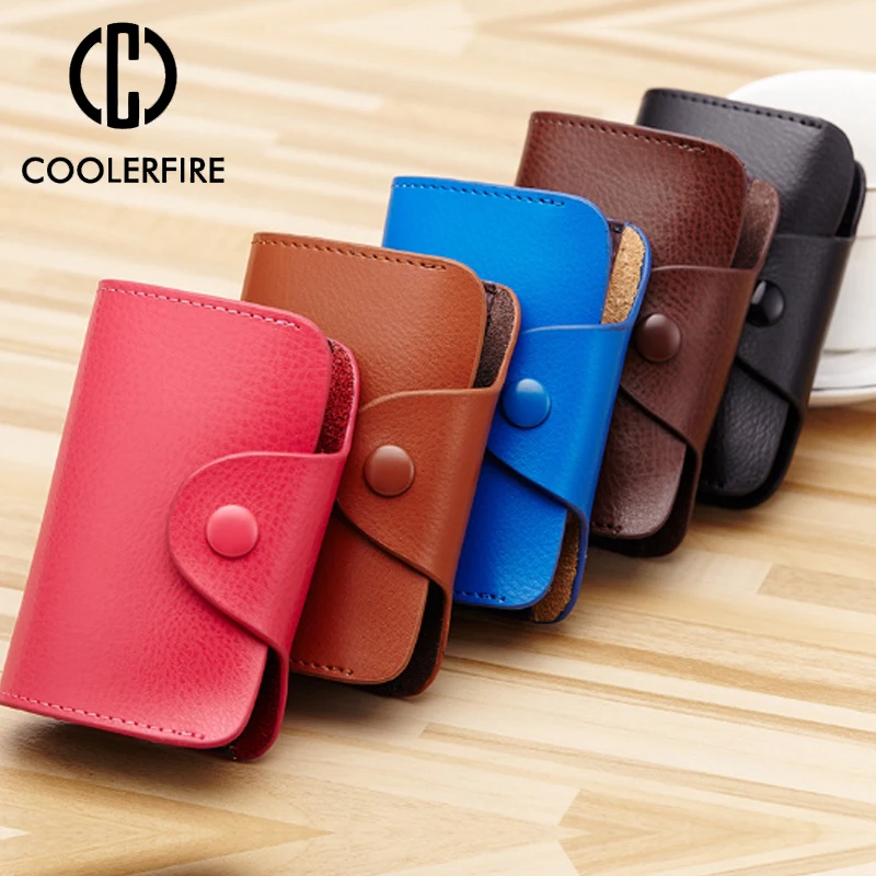 Women Mini Antimagnet Prevent Male Men Business Card Holder Cow Leather Wallet Credit Case Box PJ038 | Багаж и сумки