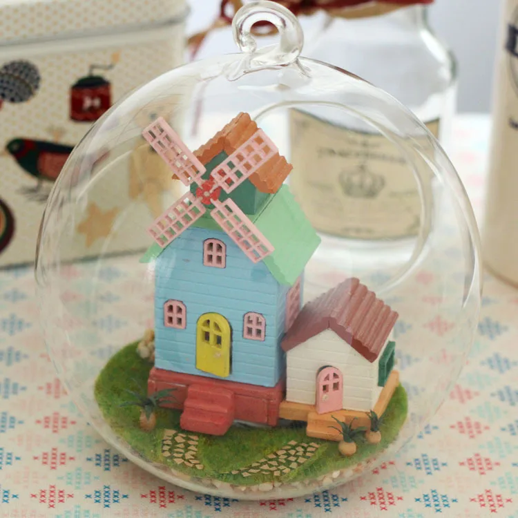 Модель кукольного домика сделай сам со стеклянным шаром деревянная миниатюрная