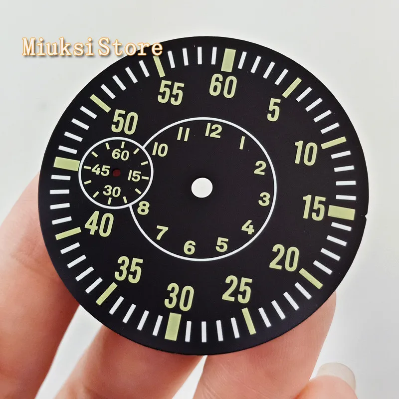 Циферблат Bliger 38 5 мм черный циферблат зеленая модель подходит для ETA 6497 1 2 или Sea gull