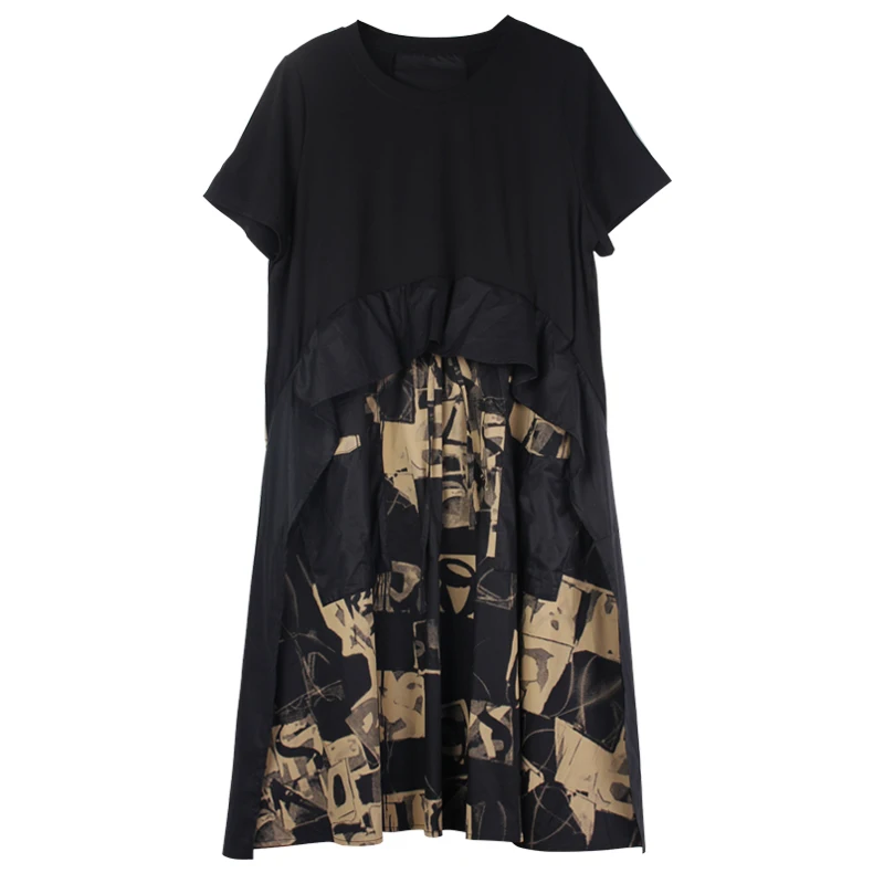 

cotton summer dresses plus size women 2020 lady casual fashion patchwork print loose party dresses female beach dress 4xl cloth