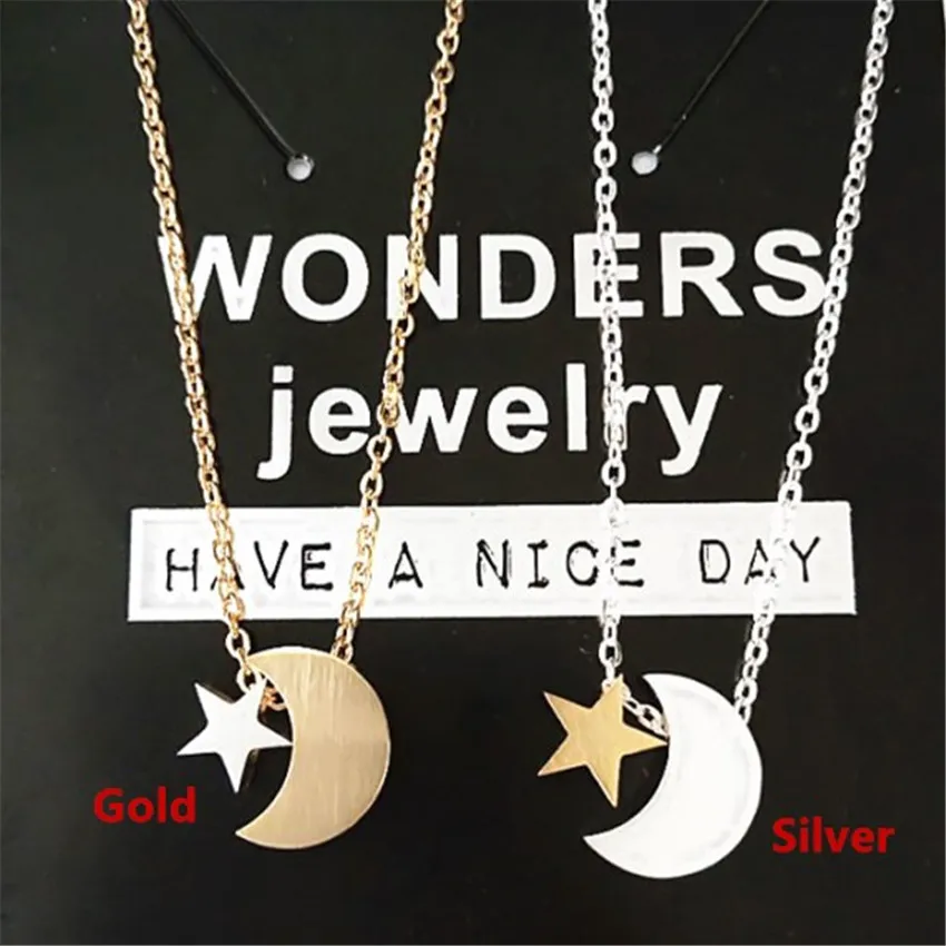 Великолепная сказка из нержавеющей стали цепи Bijoux Femme луна и звезды сердце пазл