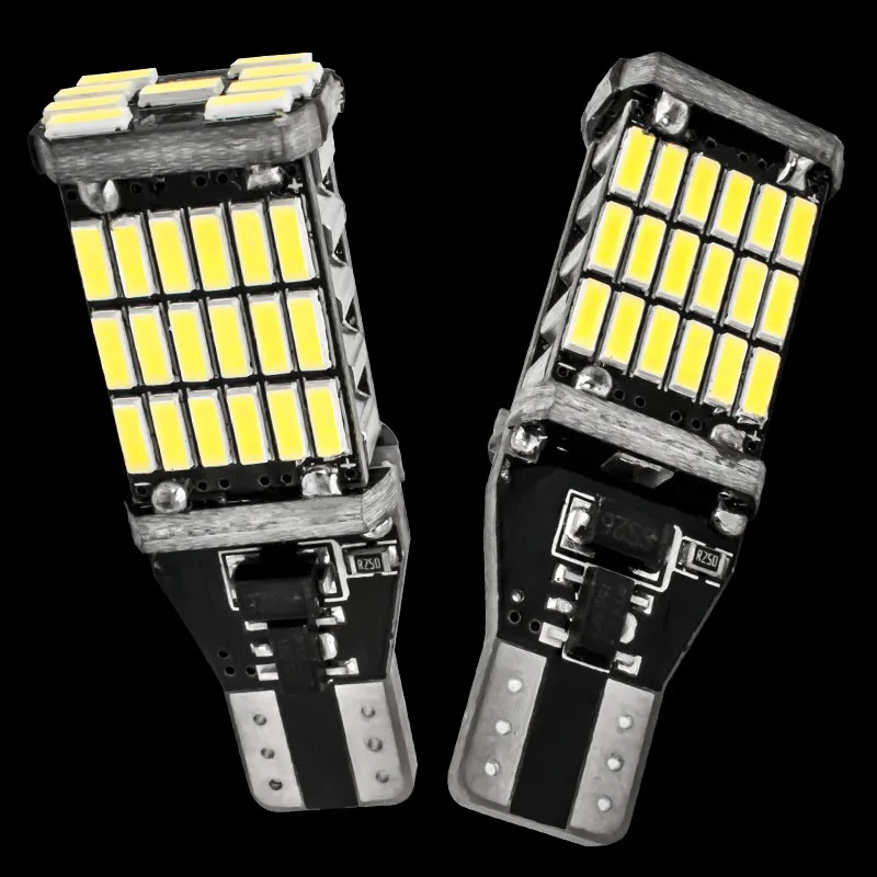

2PCS T15 921 W16W 45 SMD 4014 LED Auto Additional Brake Lamps Backup Reverse Bulbs Daytime Running Lights Car Goods Super White
