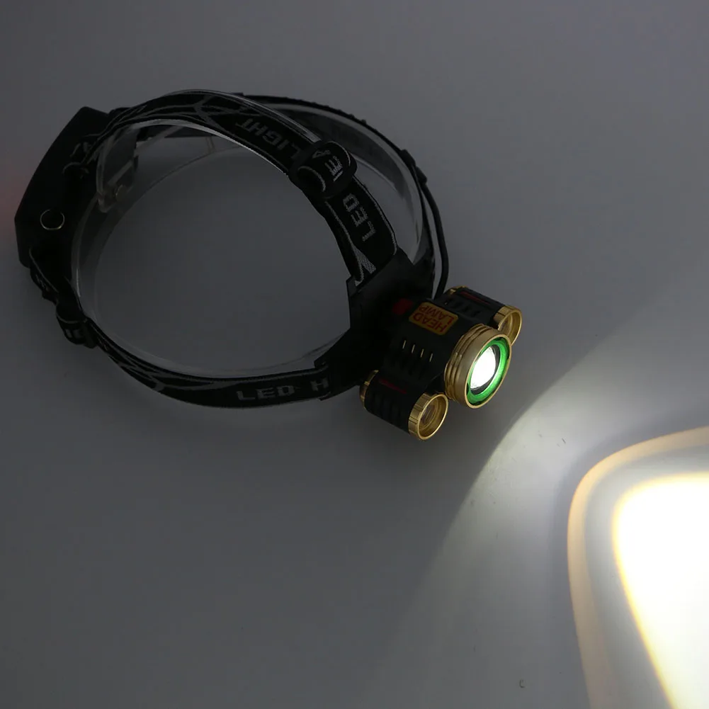 Headlight 1*T6+2*R2 LED Head Lamp Zoomable Headlamp Lintern Torch Biking Fishing for 18650 Battery+Charger+Car Charger | Лампы и