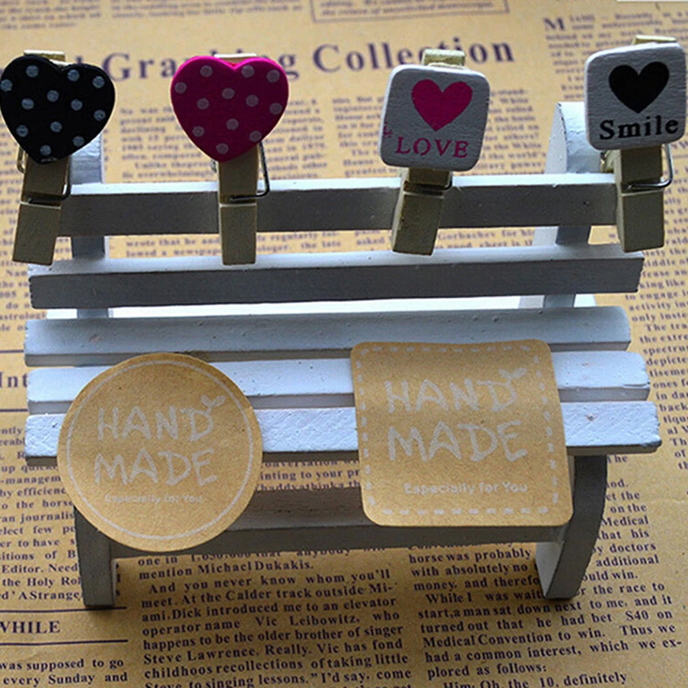 New 120pcs/10sheet Kraft Label Sticker Cake Baking Sealing For Gift DIY Handmade Round Square White Hand Made Stickers | Канцтовары для