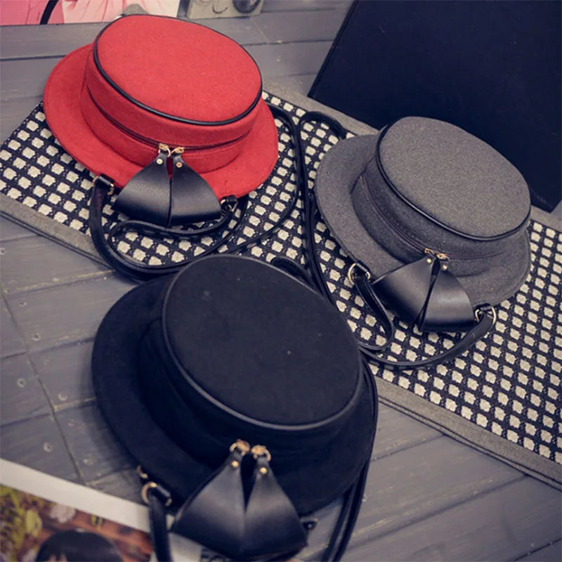 Новые Моды для Женщин Круглый Фланели Hat Личности Плеча Сумку Crossbody Сумки
