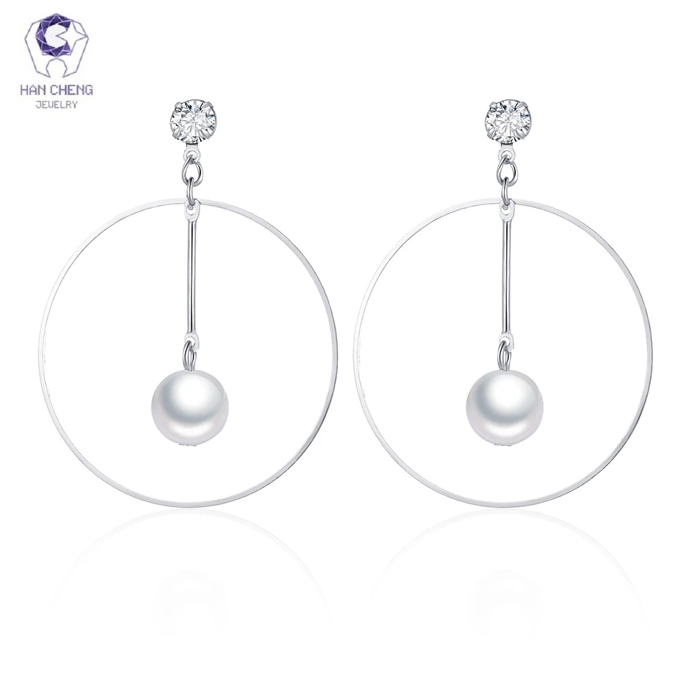 HanCheng Висячие круглые серьги большие с жемчугом ювелирные изделия для женщин brincos
