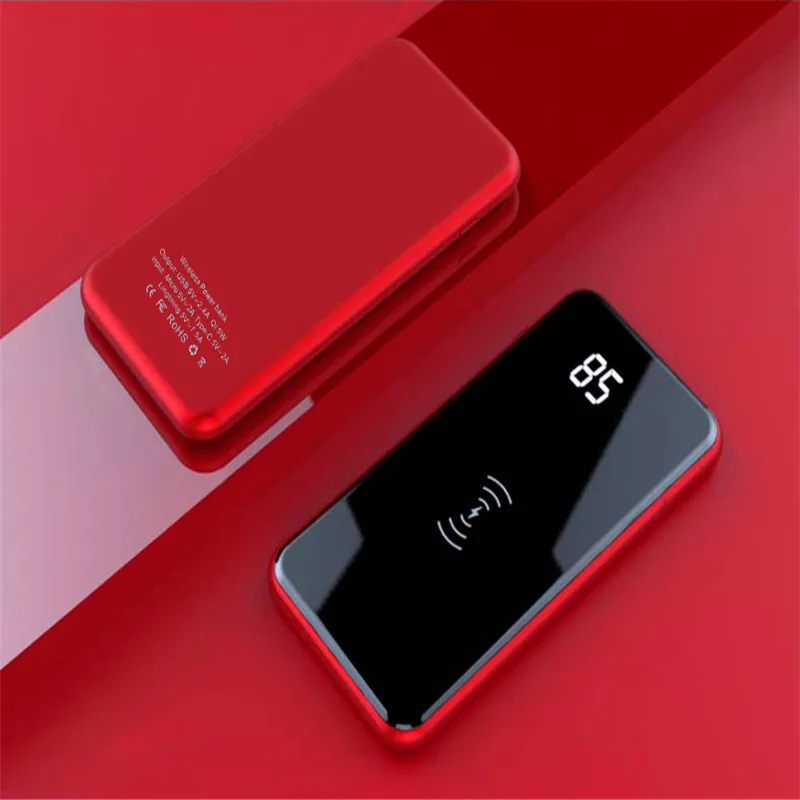 Новинка 2019 30000 мАч беспроводное зарядное устройство QI для xiaomi iPhone X Samsung 2 USB