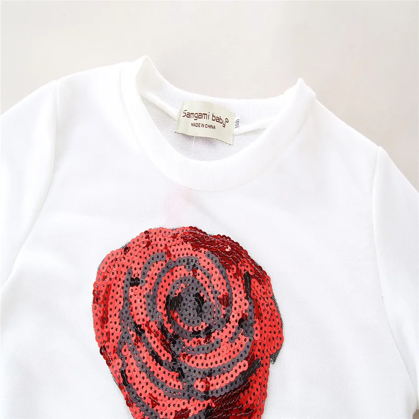 New Spring Rose Flower Girls Clothing Set Children Cotton Tshirt+Pant 2Pcs Sport Clothes Suit Kids 3-8Yrs | Детская одежда и обувь