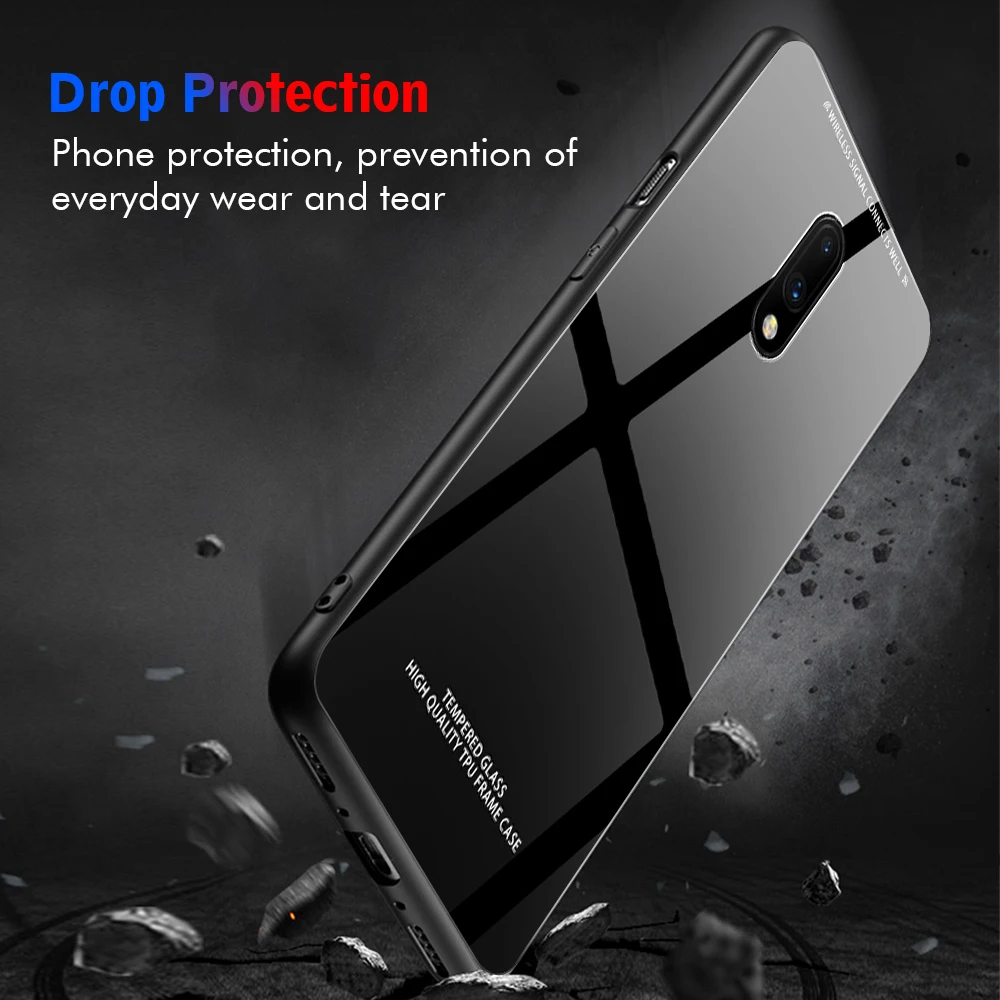 Solid Color Tempered Glass Phone Case For Oneplus 7 Pro Luxury Colorful Cover Shell OnePlus 7Pro 1+7Pro Coque Capa |
