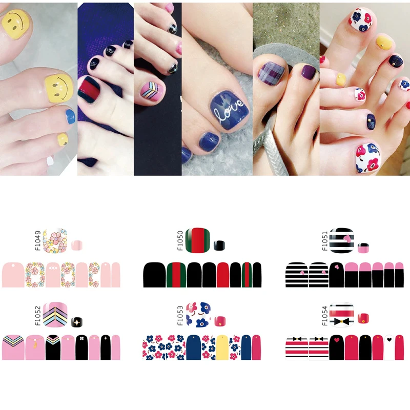 Топ моды ножные ногтевые стикеры Mix Nail Дизайн Клей полное покрытие новые