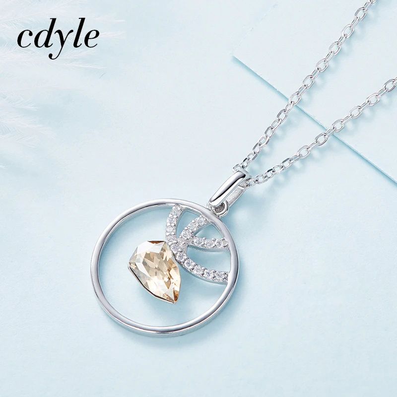 Cdyle 925 Стерлинговое серебро рога кулон украшенный кристаллами Девушки Bijoux