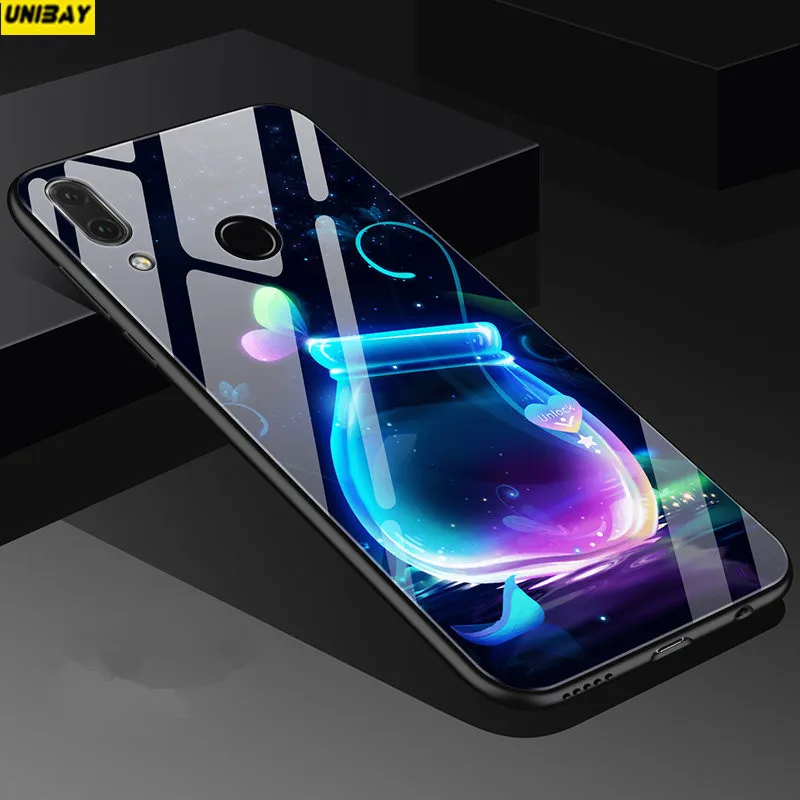 unibay Huawei nova3 Tempered glass back Cover 9h anti-explode huawei nova 3 case hard anti-Scratch Patterned Popular cover |