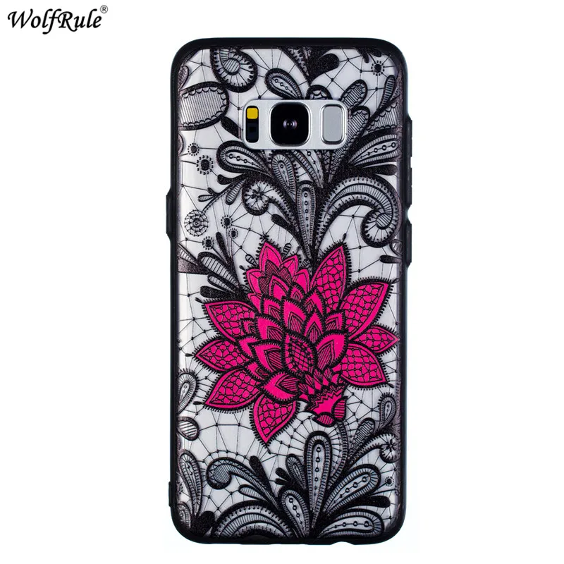 For Cover Samsung Galaxy S8 Plus Case Embossed Lace Rose Phone G955 6.2'' |