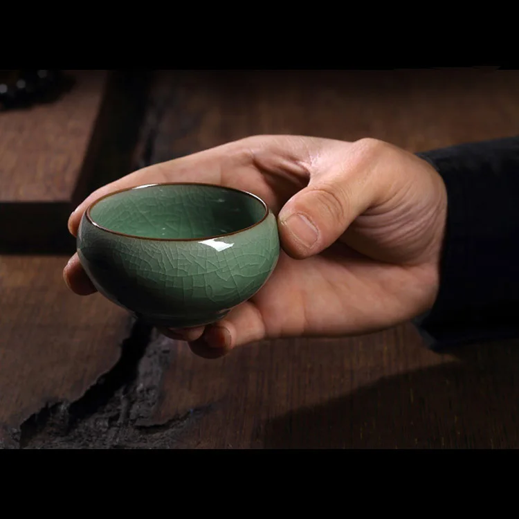Китайский Longquan Celadon Золотая рыбка Чашки Чай чайник чашки caneca фарфора треск
