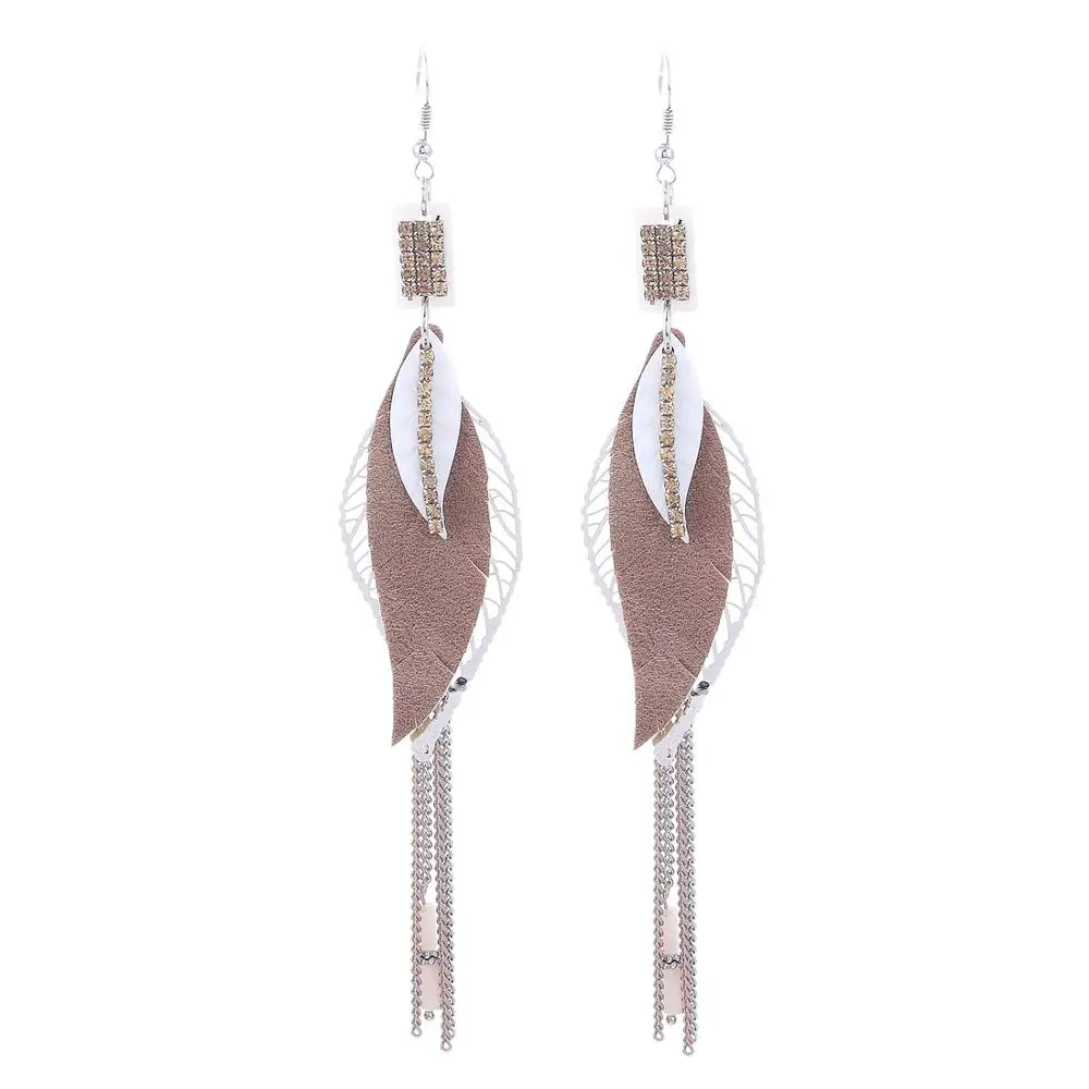 2018 серьги Стразы с листьями для женщин модные в форме листьев кисточками женские