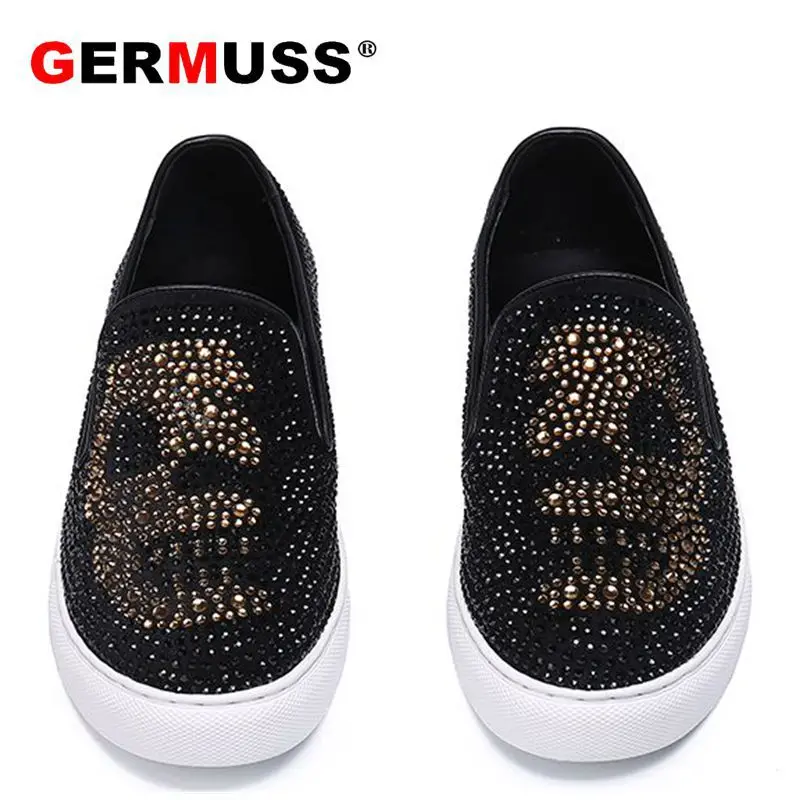 2021 Italy Fashion Designer shoes Luxury brand Genuine Leather sapato social masculino Skull men casual flats bar summer | Обувь