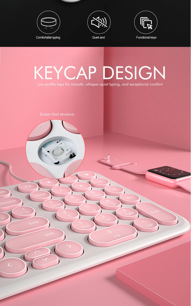 B. O. W 100 клавиши провода тонкая клавиатура, ультра-тонкий проводной USB мультимедиа мини-клавиатура(круглые клавиши) для ПК/компьютера/ноутбука/Mac