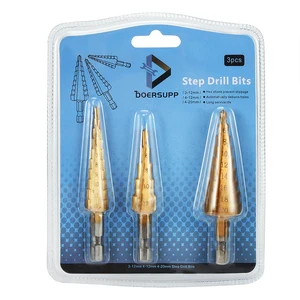 3 шт. высокоскоростные стальные титановые ступенчатые сверла 3-12 мм 4-12 мм 4-20 мм быстрорежущие инструменты для сверления дерева и металла