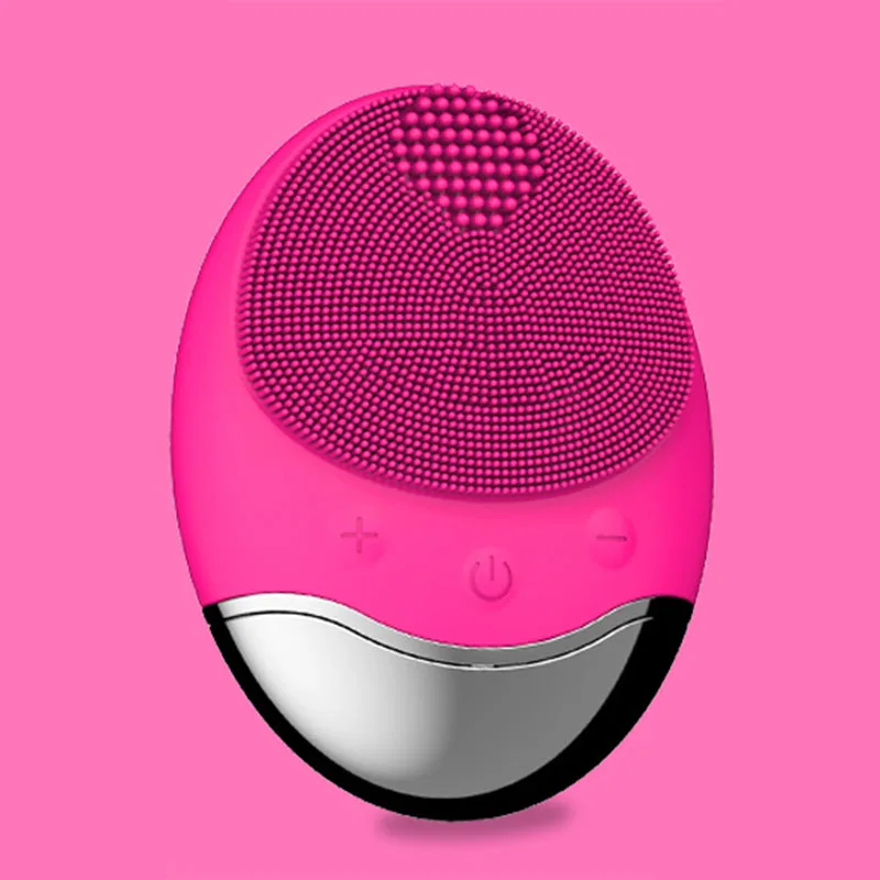 Электрическая Очищающая щетка для лица, анион, импортная, беспроводная, без мертвых углов, для очистки пор, против старения, морщин, силиконовая щетка - Цвет: Rose red