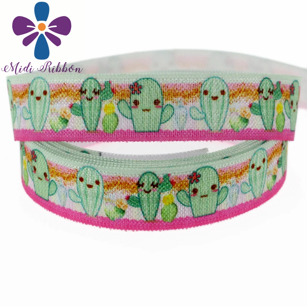5/" 16 мм кактус серия милый арбуз печатная эластичная лента DIY подарочная упаковка питания изготовление ленты для волос 50 ярдов/рулон
